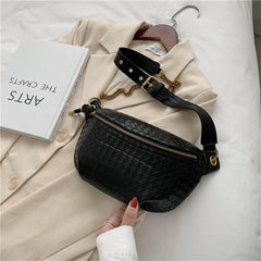 Chain Waist Bag Women Leather Fanny pack Crossbody Chest pack Mini Waist Belt Ba