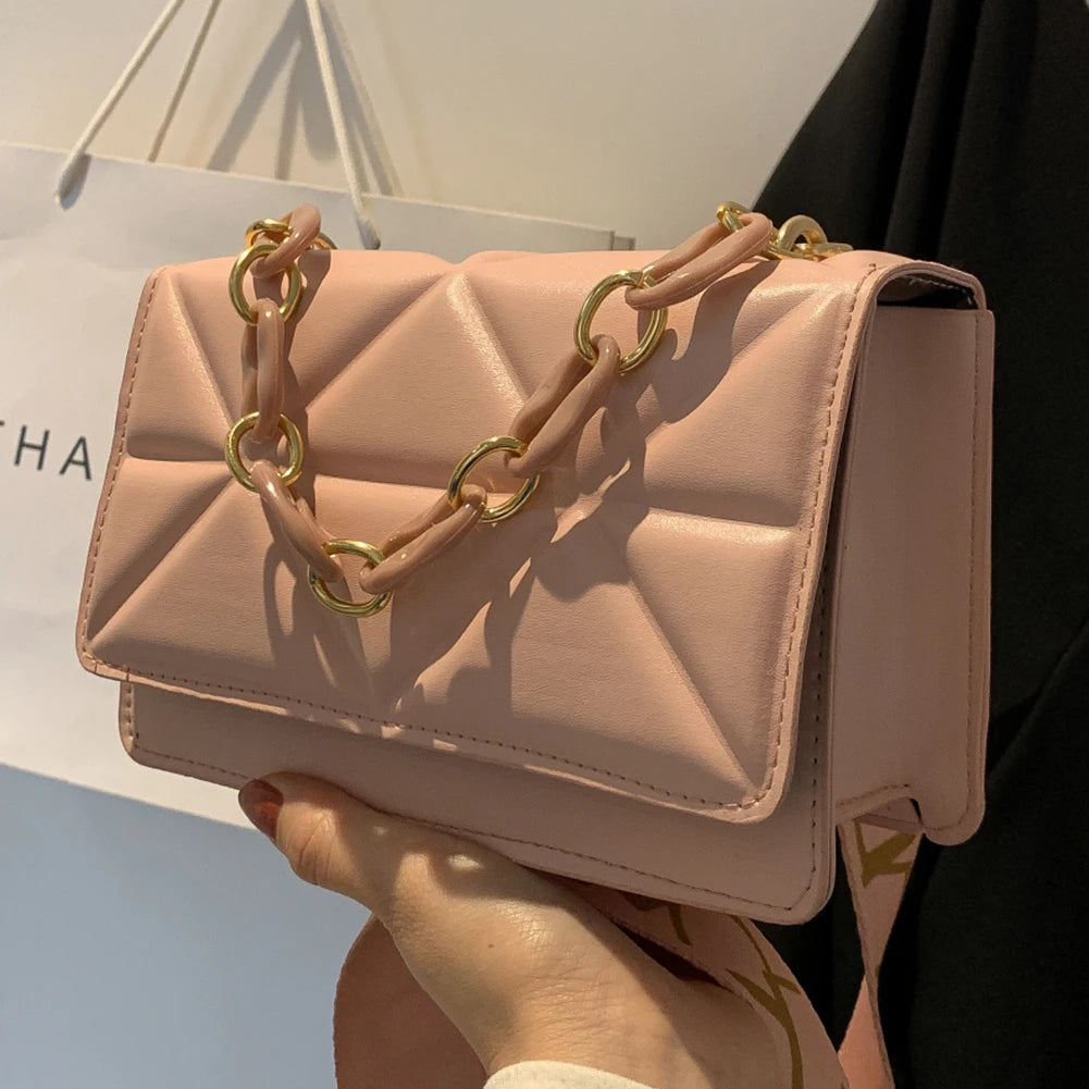 Women Underarm Bag Wide Strap Flap Tote Bag Solid Portable for Vacation