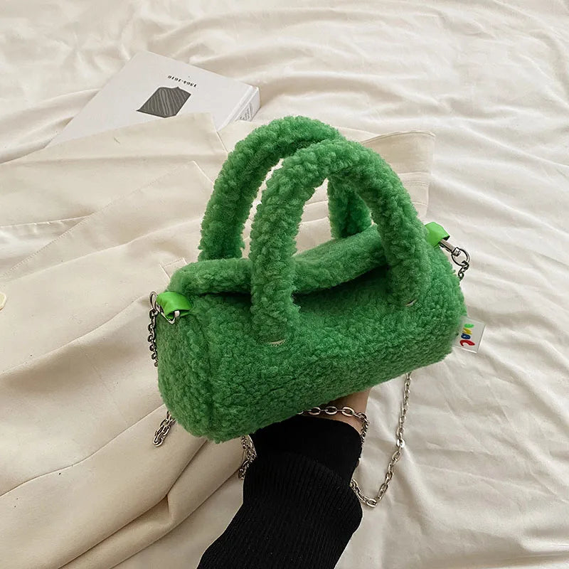 Winter Plush Tote Bag Lamb Fleece Messenger Shoulder Bag