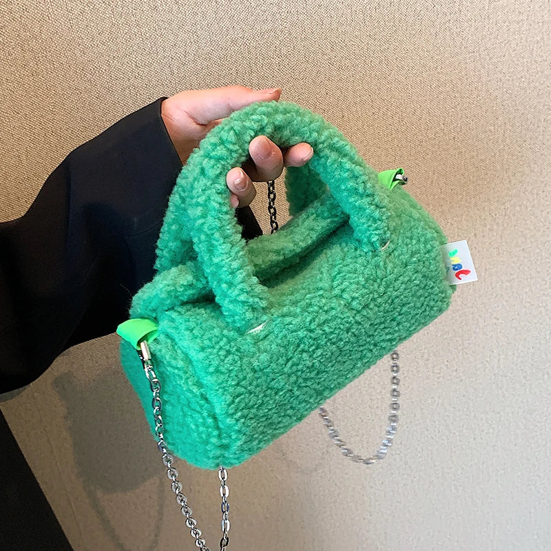 Winter Plush Tote Bag Lamb Fleece Messenger Shoulder Bag