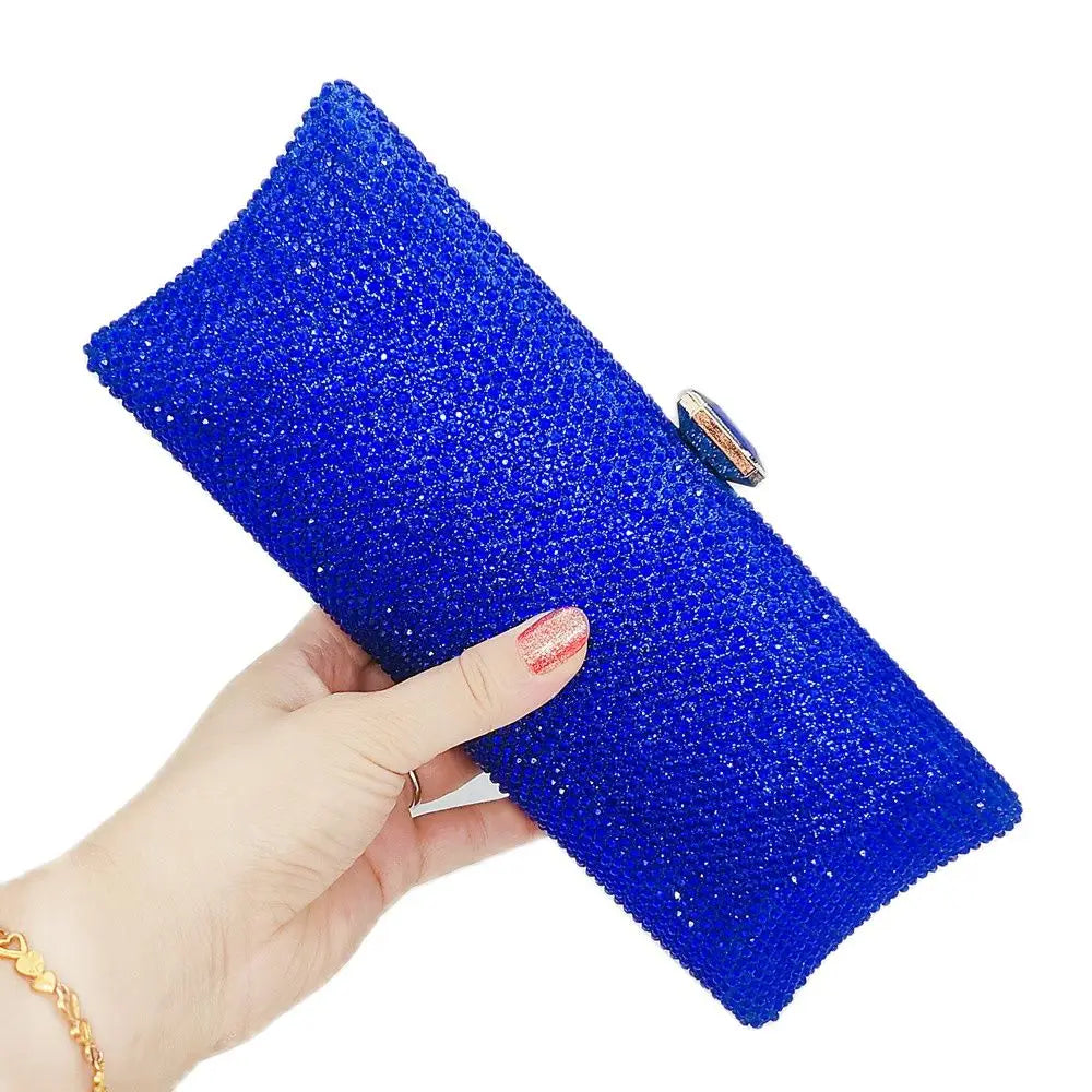 Chaliwini PINK Clutch Bags Crystal Rhinestone Evening Bags Long Wedding
