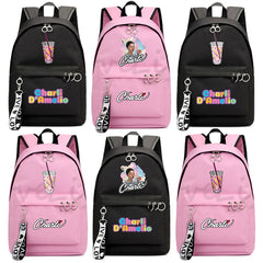 Charli DAmelio Milk Tea Cup School Backpack Girls Chain Accessories Bag