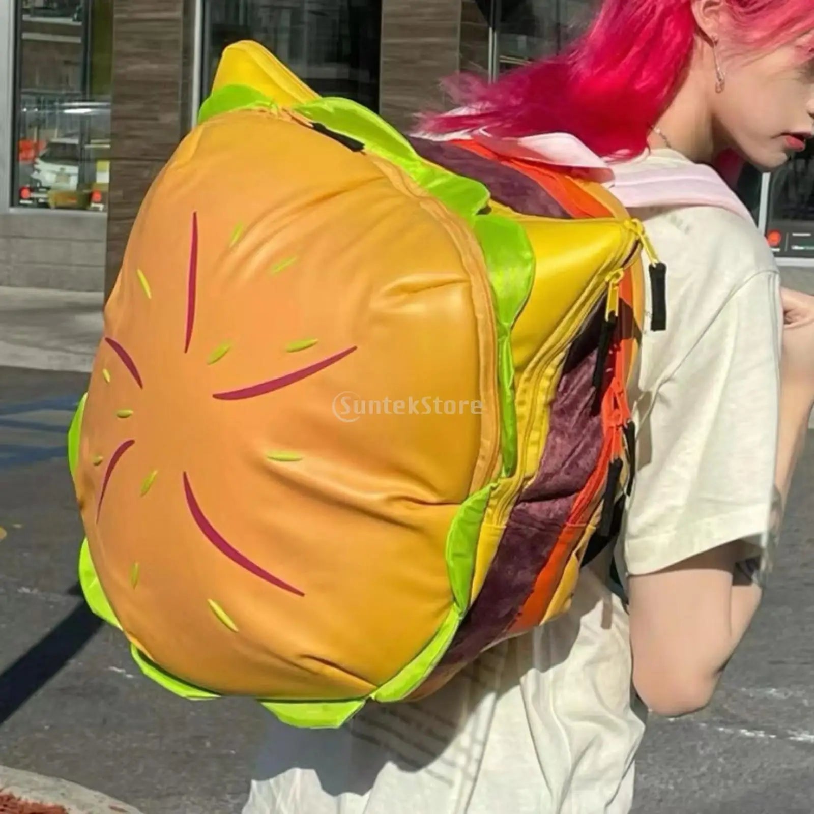 Cheeseburger Backpack Bag Holder for Daily Use, Hamburger Daypack