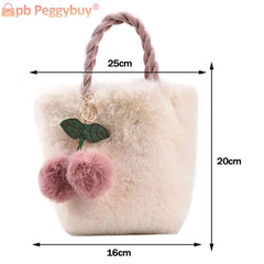 Cherry Crossbody Bag Plush Underarm Bag Chain Casual Portable Soft