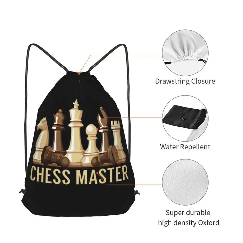 Chess Master Funny Board Game Drawstring Backpack Gym Beach Bag