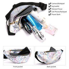 Geometric Pattern PU Leather Chest Bag Belt Sports Pouch