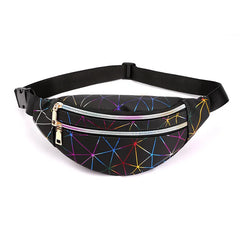 Geometric Pattern PU Leather Chest Bag Belt Sports Pouch