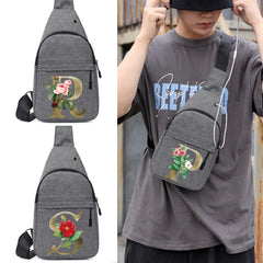 Letter Bag with Flowers Chest Bag Crossbody Bag for Men Women