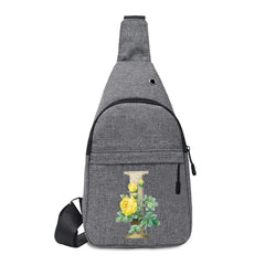 Letter Bag with Flowers Chest Bag Crossbody Bag for Men Women