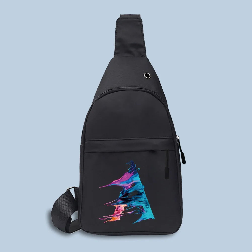 Chest Bag Crossbody Pack USB Charging Earphones Backpack Paint Pattern