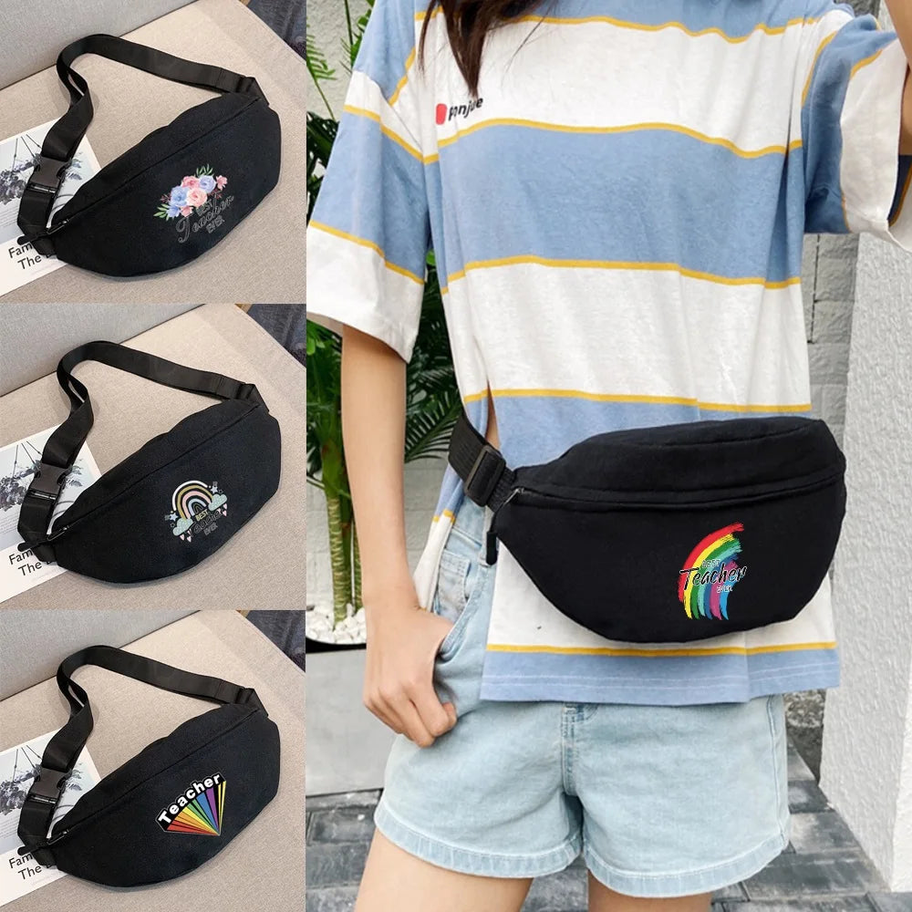 Canvas Chest Bag Women Waist Pack Crossbody Bag Gym Sports Organizer