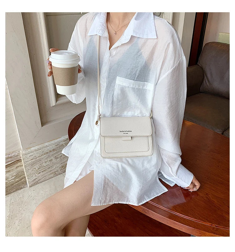 Leather Shoulder Crossbody Bag Chain Flap Top Bag