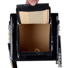Cubic Shape Box Women Handbags Chains Tote Pu Leather Messenger Bag