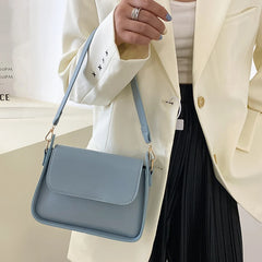 Small Flap Shoulder Bag Solid PU Leather Clutch Lady Crossbody Purse Messenger