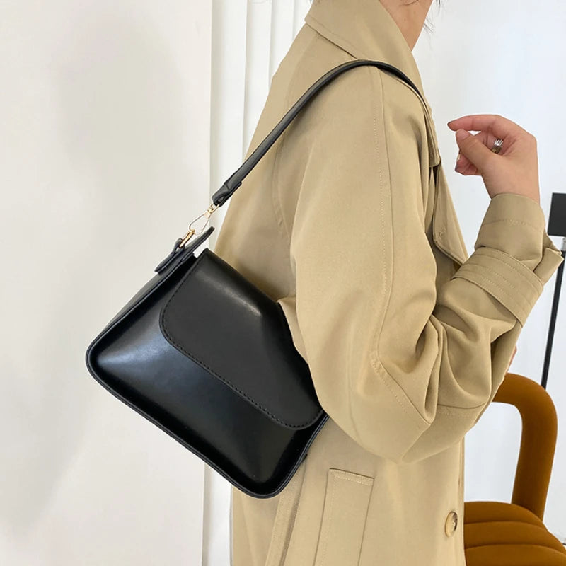 Small Flap Shoulder Bag For Women Solid Pu Leather Handbag Clutch Lady Crossbody