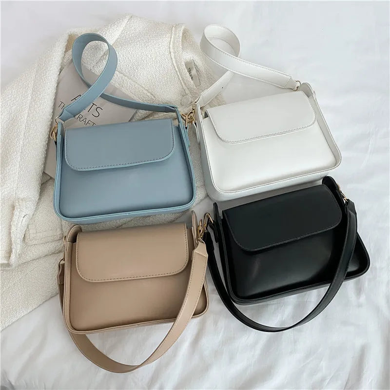 Small Flap Shoulder Bag For Women Solid Pu Leather Handbag Clutch Lady Crossbody