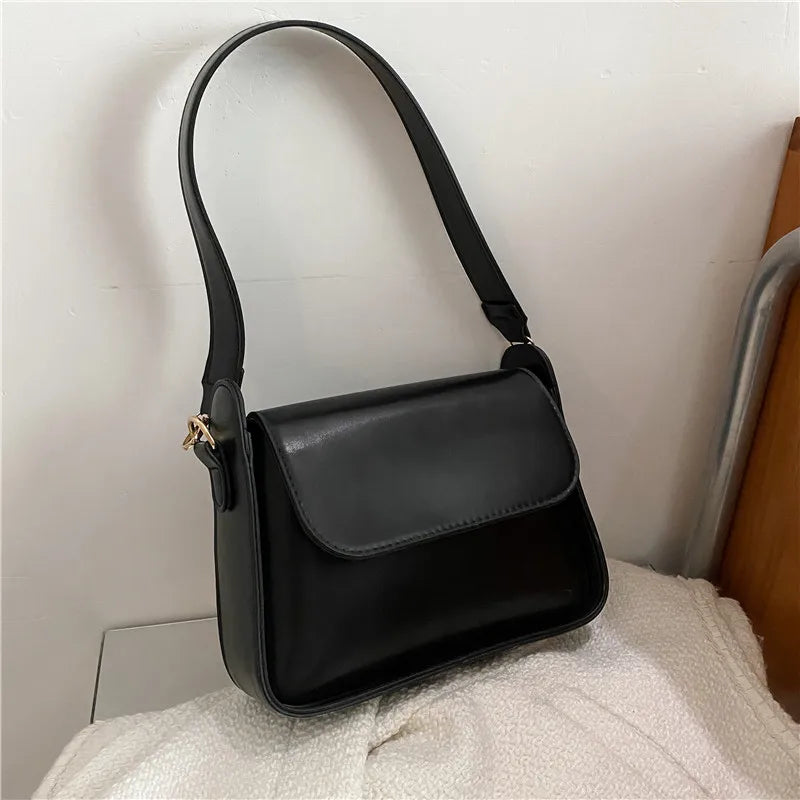 Small Flap Shoulder Bag For Women Solid Pu Leather Handbag Clutch Lady Crossbody