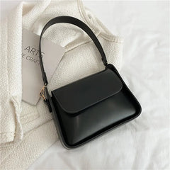 Small Flap Shoulder Bag Solid PU Leather Handbag Clutch Lady Crossbody Purse