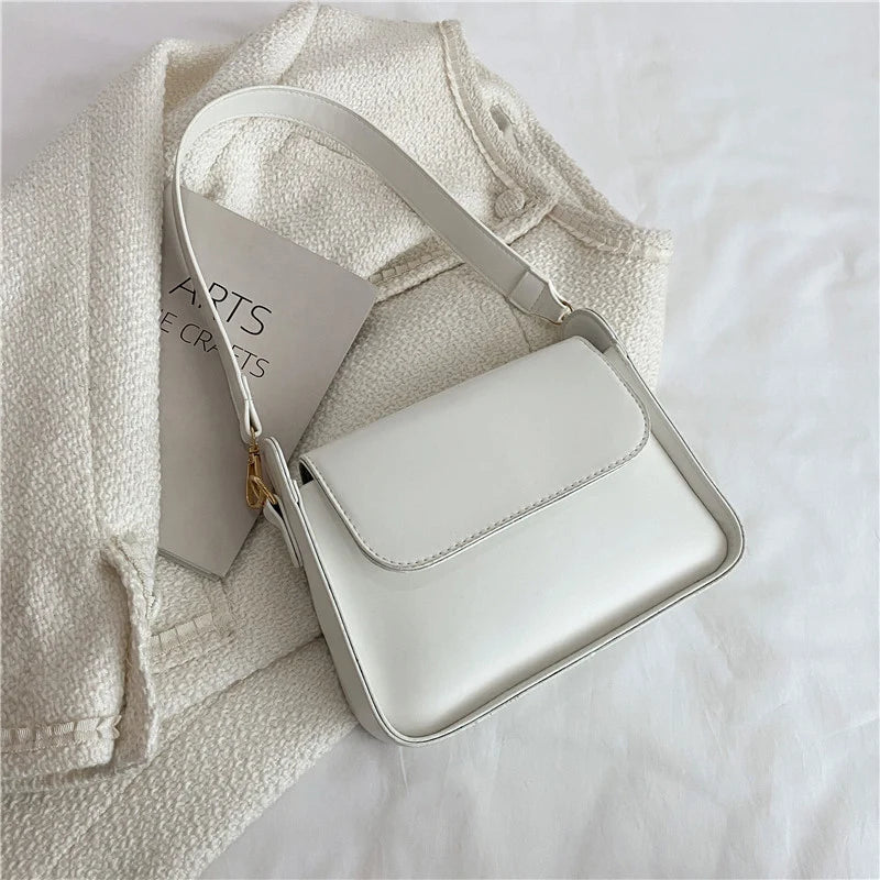 Small Flap Shoulder Bag Solid PU Leather Handbag Clutch Lady Crossbody Purse
