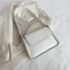 Small Flap Shoulder Bag Solid PU Leather Handbag Clutch Lady Crossbody Purse