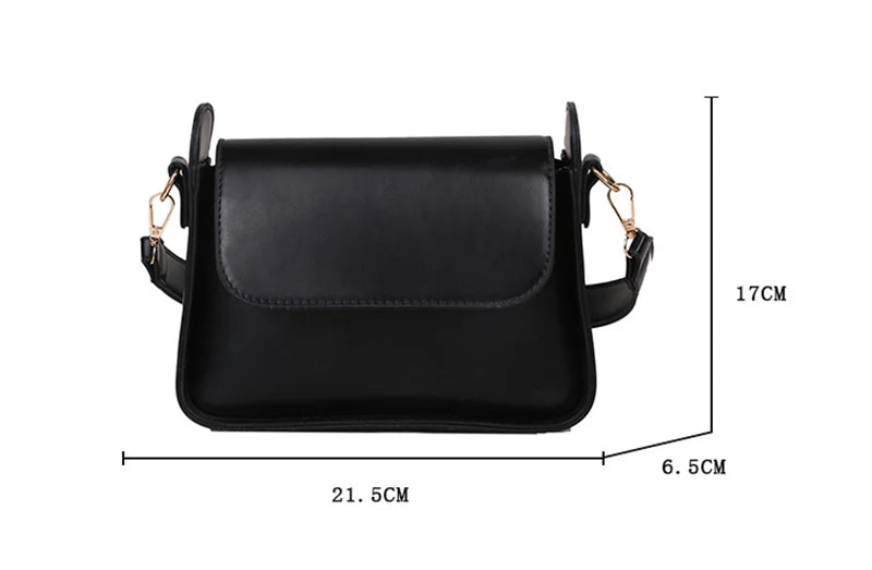 Small Flap Shoulder Bag Solid PU Leather Handbag Clutch Lady Crossbody Purse