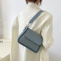 Small Flap Shoulder Bag Solid PU Leather Handbag Clutch Lady Crossbody Purse