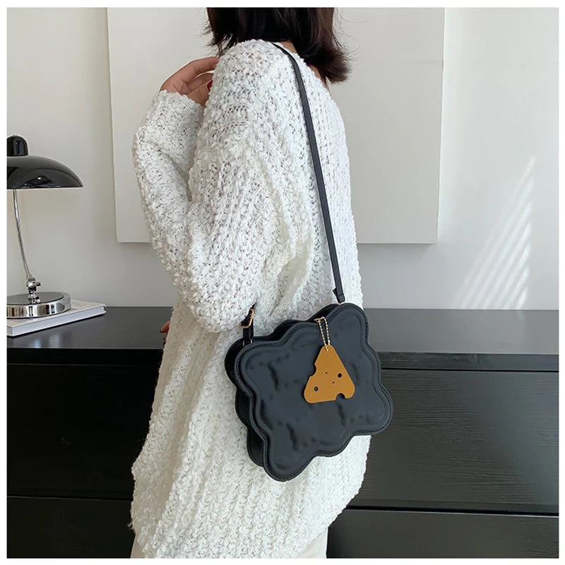 Square Shoulder Bag PU Leather Totes Small Crossbody Handbag