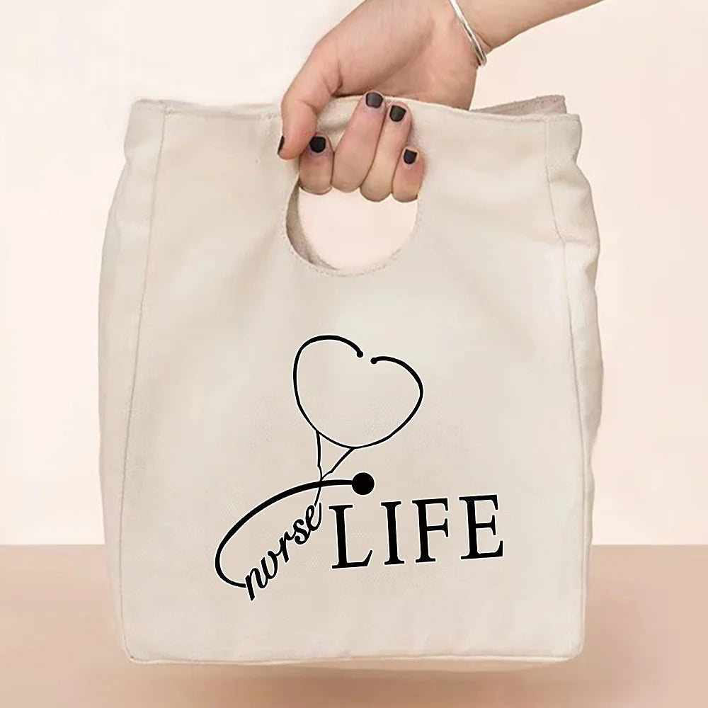 Child Canvas Thermal Lunch Bag Picnic Food Cooler Bags