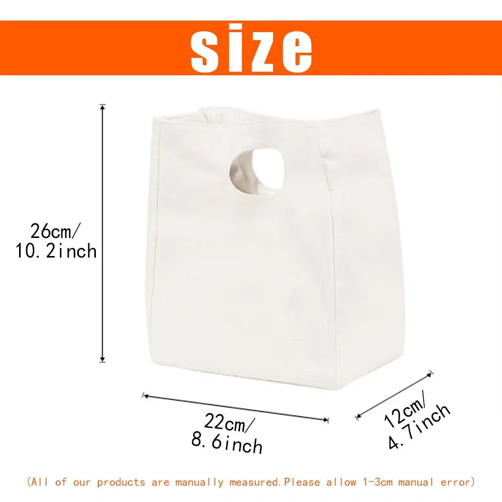Child Canvas Thermal Lunch Bag Picnic Food Cooler Bags