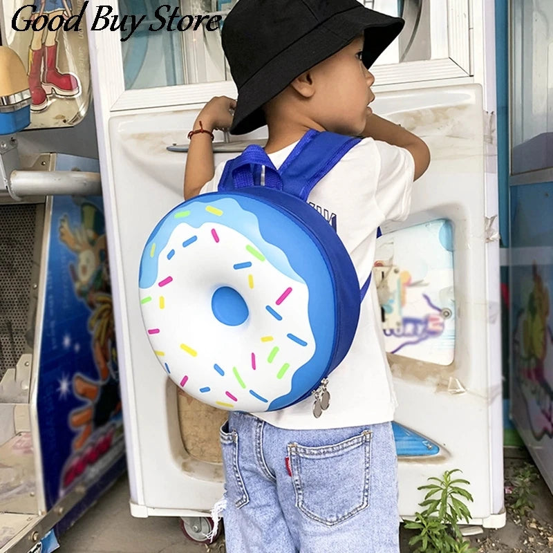 Donuts Shape School Bag for Kids, PU Leather Backpack, Cute Satchel
