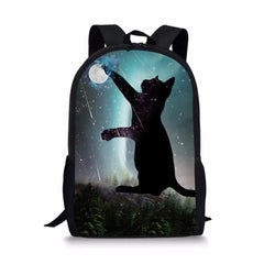 Kids School Backpack Fantasy Cats Pattern Small Animal Painting Travel Bag