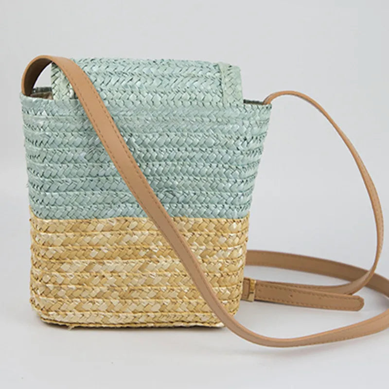 Kids Straw Woven Bag Small House Rattan Handbag Backpack