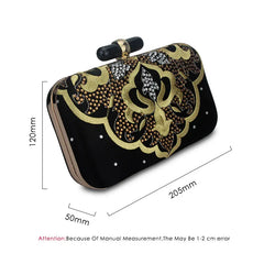 Golden Embroidery Flower Pattern Clutch Evening Bag