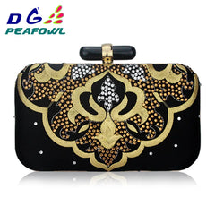 Golden Embroidery Flower Pattern Clutch Evening Bag