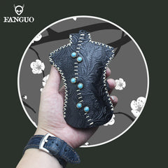 Men's Leather Smart Key Holder Bag Personalized Key Cover Pouch
