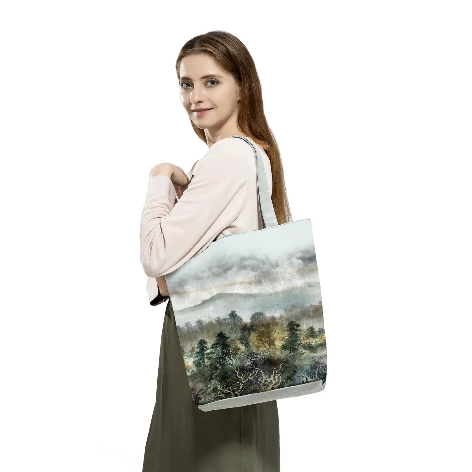 Chinese Landscape Women's Handbags - Foldable Harajuku Eco Totes
