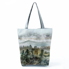 Chinese Landscape Women's Handbags - Foldable Harajuku Eco Totes