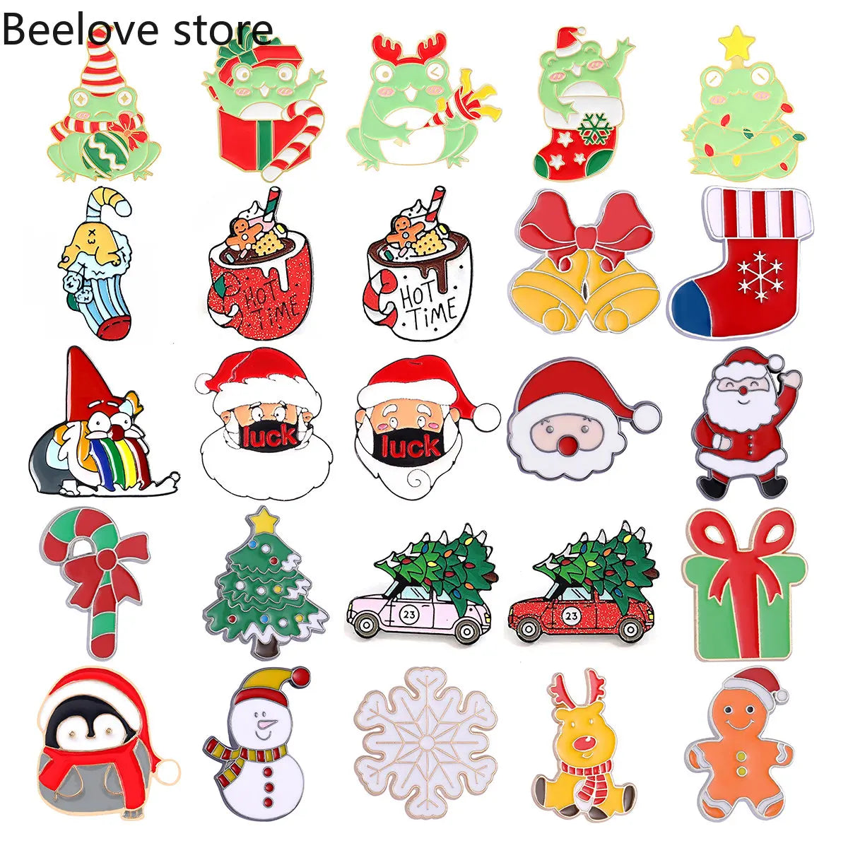 Christmas Brooch Santa Claus Christmas Tree Frog Cup Car Styling