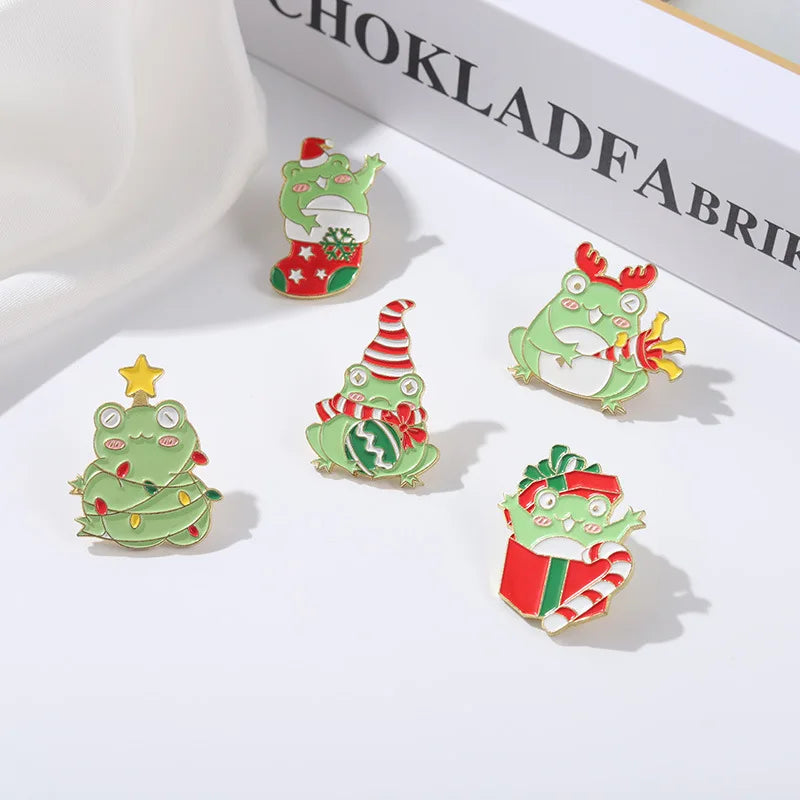 Christmas Brooch Santa Claus Christmas Tree Frog Cup Car Styling