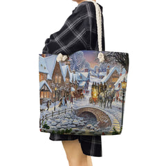 Santa Claus Printed Handbags - Thick Rope Shoulder Bag Tote Bags