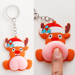 Christmas Santa Funny Doll Keychain Silicone Key Ring