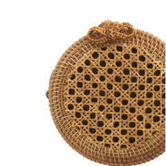 Round Straw Woven Bag Women Hollow Out Rattan Beach Shoulder Bag