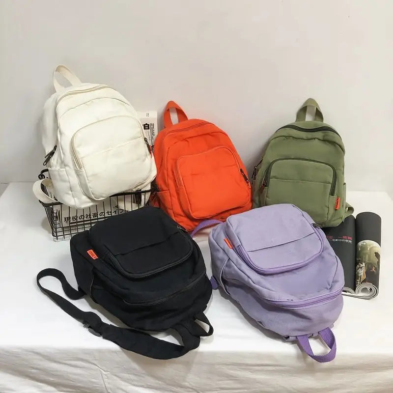 Classic Canvas Backpack for Couples Unisex College Pockets