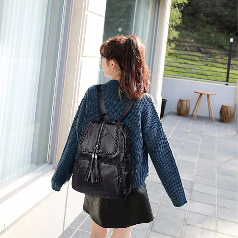 Waterproof Multi-function PU Leather Backpack for Women