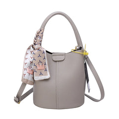 Women Leather Bucket Bag Long Strap Shoulder Satchel