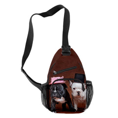 Funny French Bulldog 3D Printed Chest Bag Oxford Waterproof for Outdoor Sports