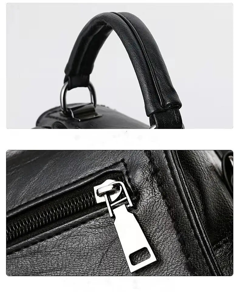 Classic Soft Leather Ladies Bag with Bow - Crossbody Top Handle Shoulder Bag