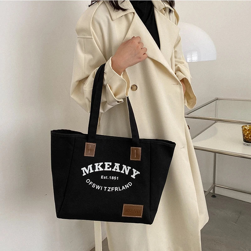 Classic Letter Big Bag for Women Spring Canvas Shoulder Tote