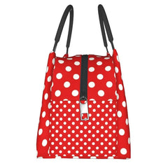 Red Polka Dots Reusable Lunch Box Thermal Cooler Insulated Bag