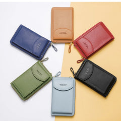 Solid Large Capacity Messenger Purse Leather Shoulder Wallet